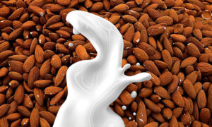 Almonds with a splash of plant-based milk