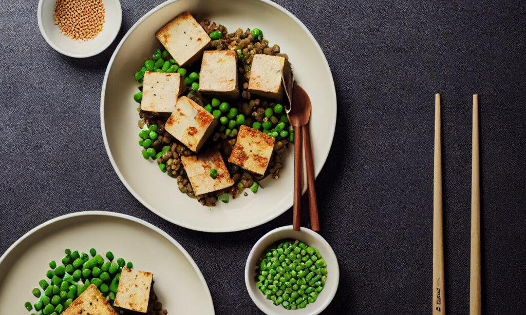 vegan-protein Tofu, lentils, and peas - all great vegan sources of protein