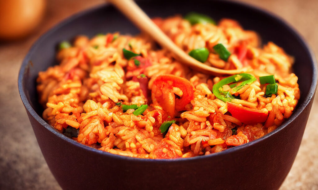 jambalaya Vegan jambalaya with peppers, rice, and green onions