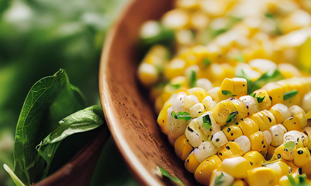 Grilled corn salad in a bowl