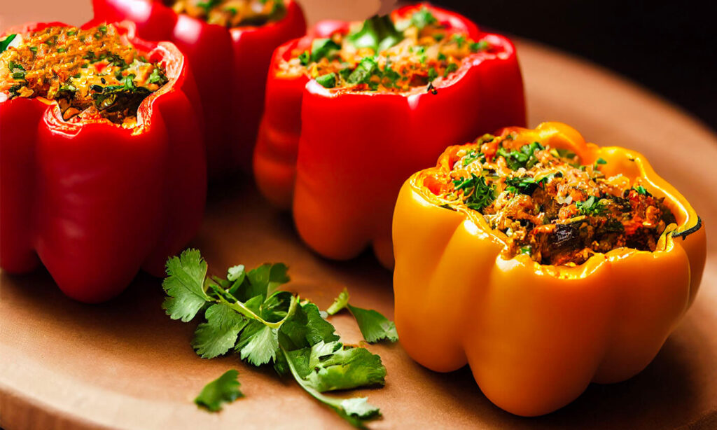 stuffed-peppers Stuffed yellow and red bell peppers