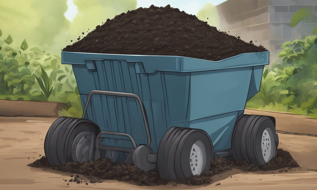 Finished rich compost in a wagon